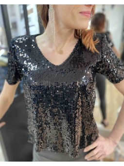 TOP SEQUINS DIRU - NOIR