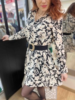 Robe chemise fluide à motif floral