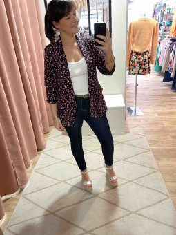 Blazer à fleurs roses