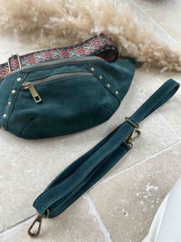 SAC BANANE CUIR BRUT - VERT