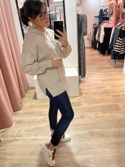 SWEAT EN MAILLE KYRI - BEIGE