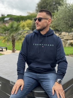 HOODIE LINEAR LOGO - MARINE