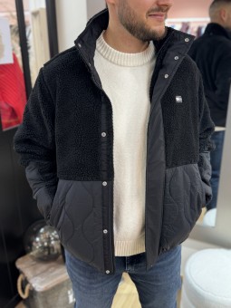 VESTE MIX TEDDY - NOIR