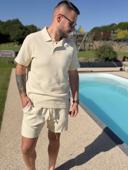 SHORT WASHED - BEIGE