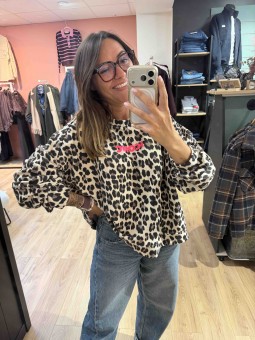 SWEAT ICONIC LEOPARD - BEIGE