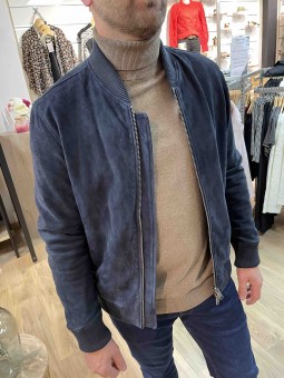 VESTE EN CUIR EFFET DAIM